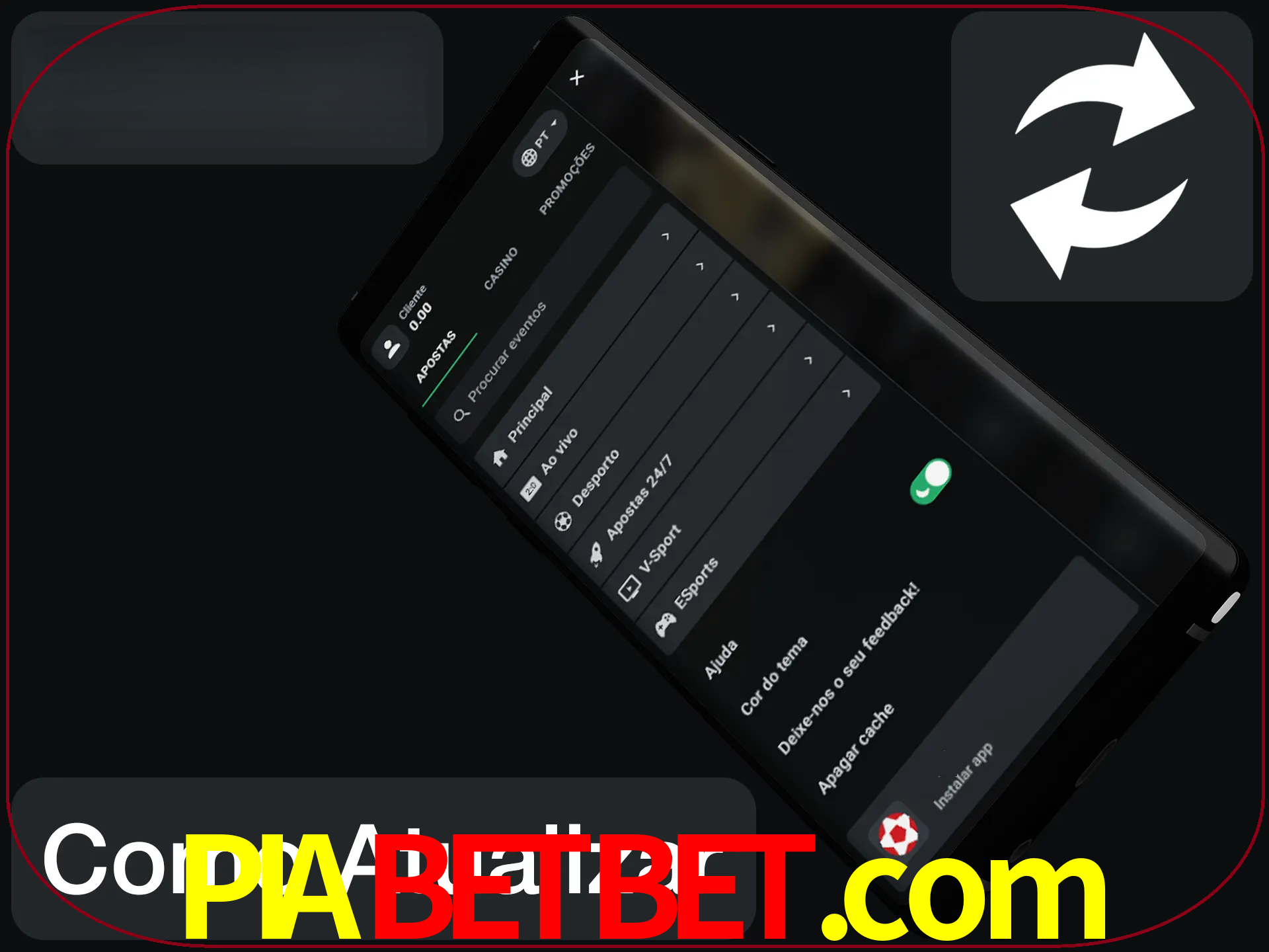 O aplicativo é atualizado automaticamente quando você faz o login.