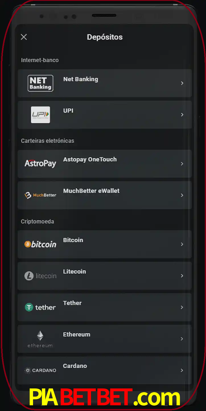 Você pode usar métodos alternativos de depósito.