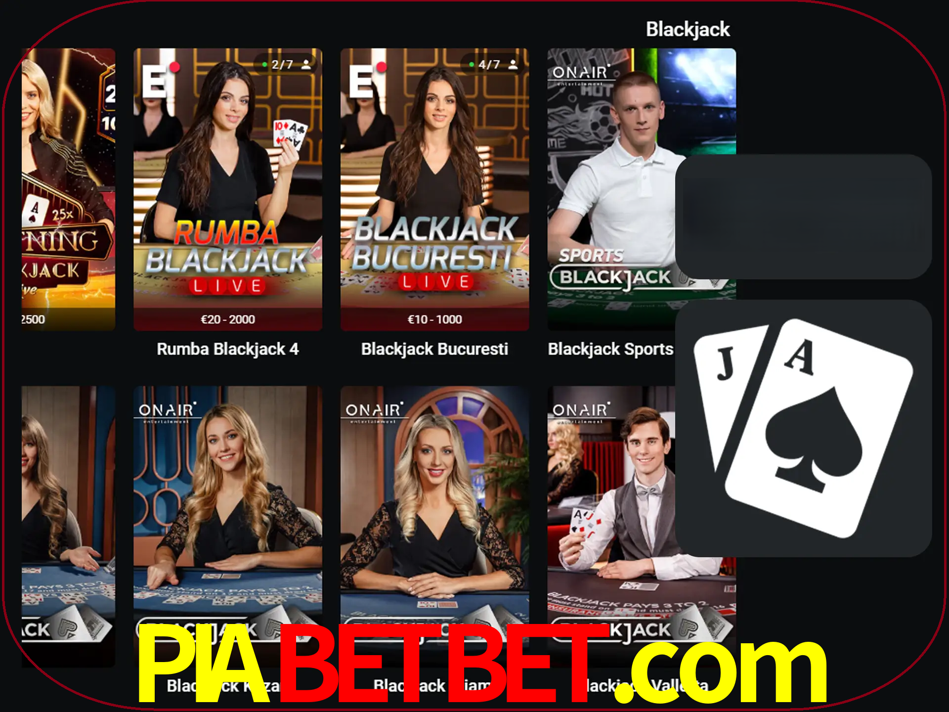 Escolha uma mesa completa de jogadores de blackjack.
